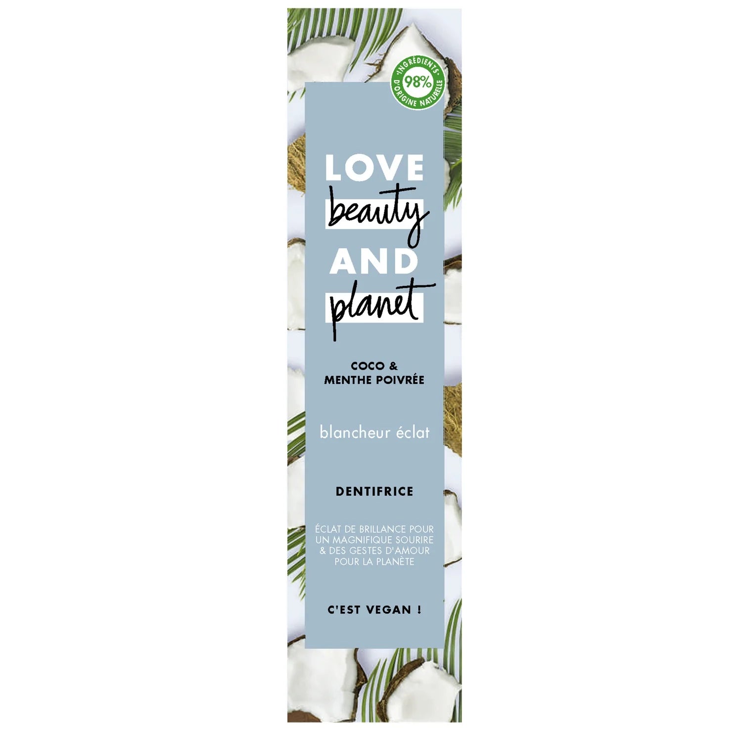 🥥 Love Beauty & Planet – Dentifrice Coco & Menthe Poivrée – Blancheur Éclat (75 ml)